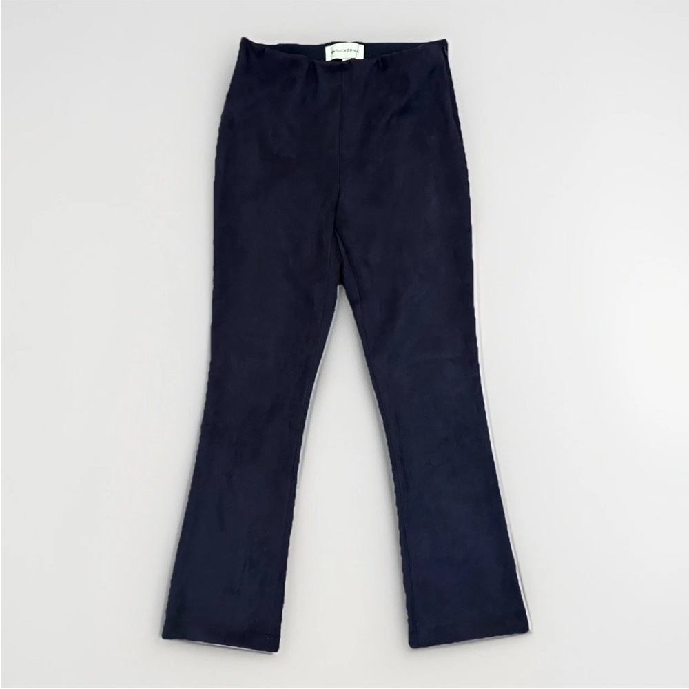 Tuckernuck Women's Cropped Pants Size S Navy Mid Rise Side Zipper Stretch EUC